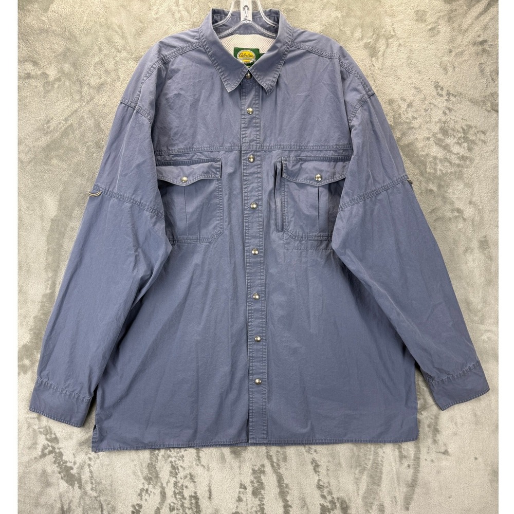 Cabelas Outdoor‎ Gear Mens XL Tall Blue Snap Front Vented Fishing Shirt Coolmax